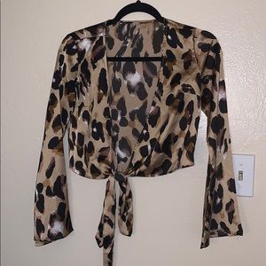 Leopard print wrap top